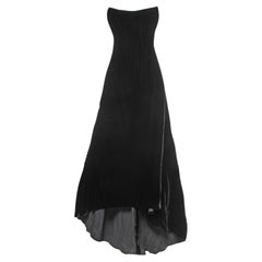 Dolce & Gabbana Black Velvet Corset Detail Strapless Asymmetrical Long Dress S