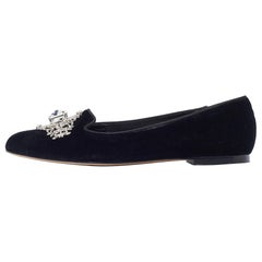 Dolce & Gabbana Black Velvet Crystal Embellished Ballet Flats Size 35