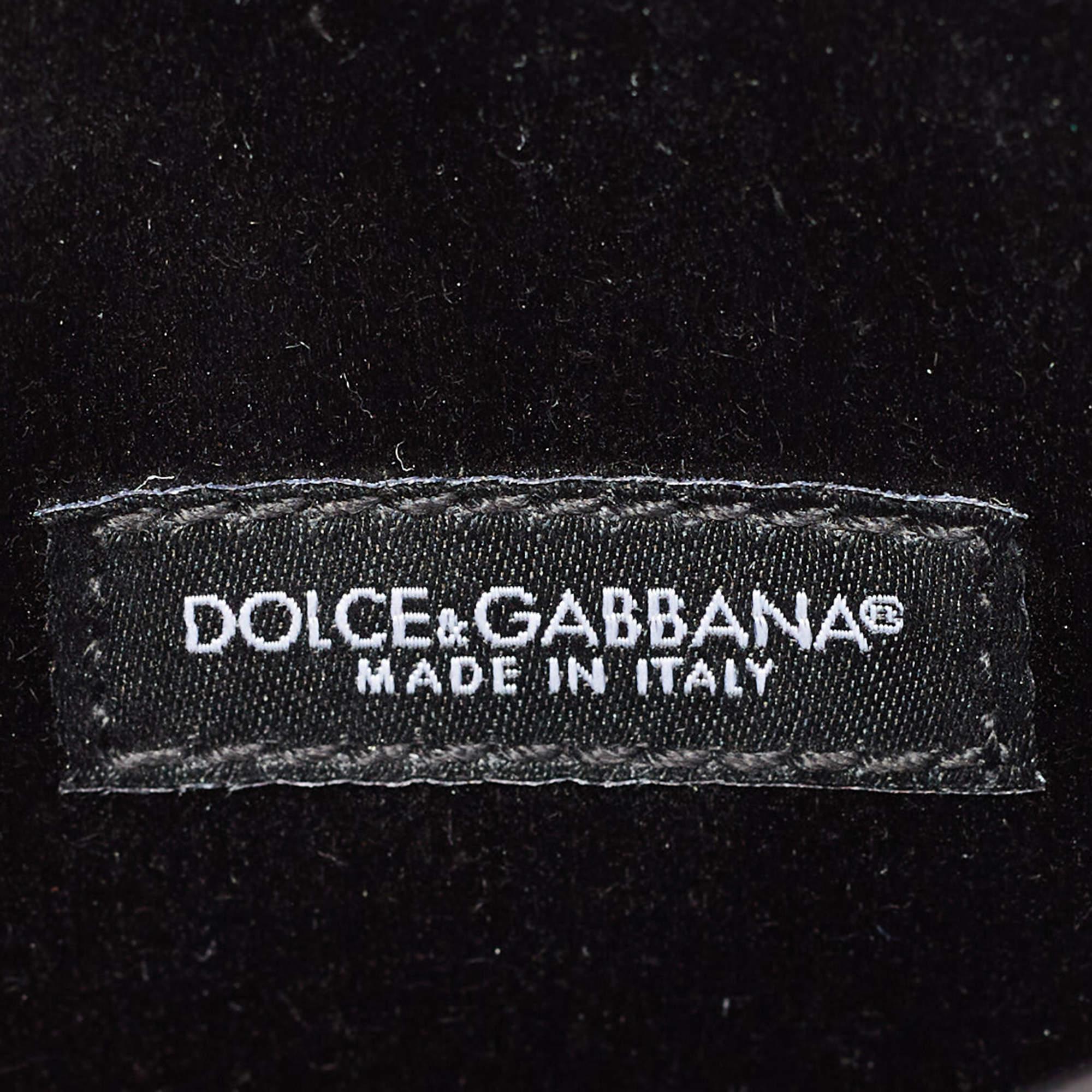 Dolce & Gabbana Black Velvet Crystal Logo Chain Clutch 5