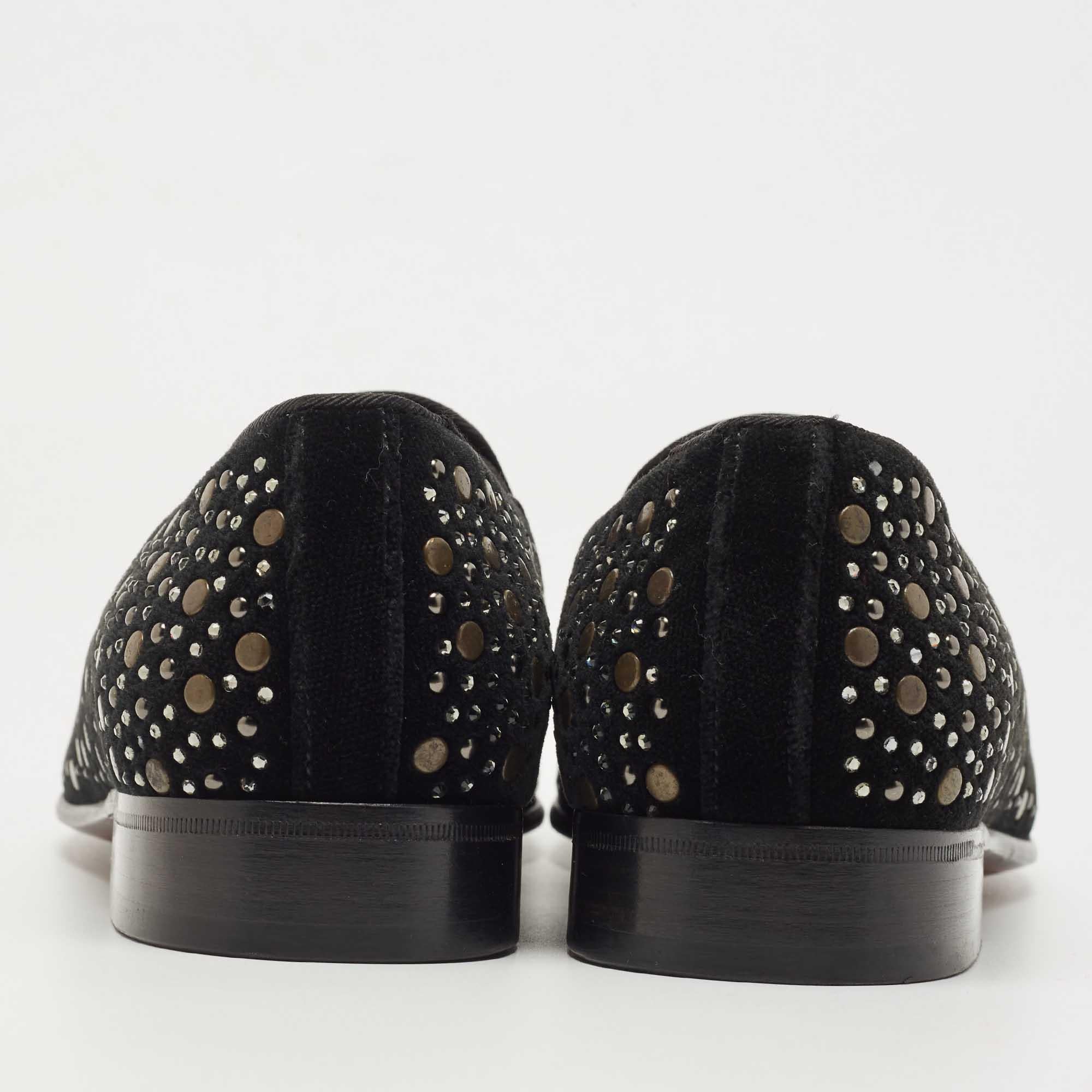 Dolce & Gabbana Black Velvet Crystal Studded Loafers  1