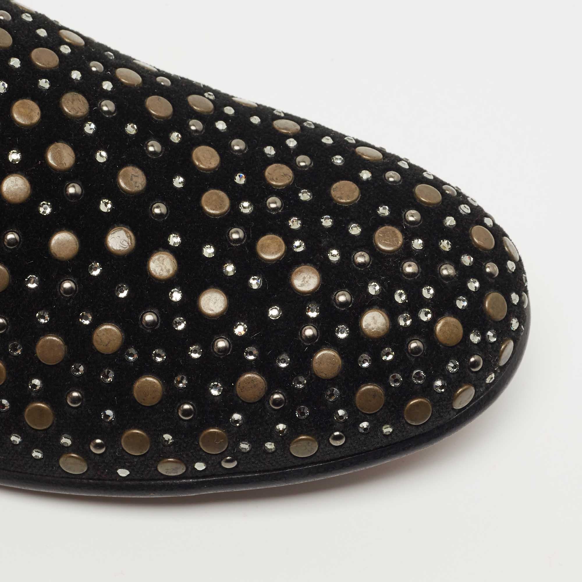 Dolce & Gabbana Black Velvet Crystal Studded Loafers  2