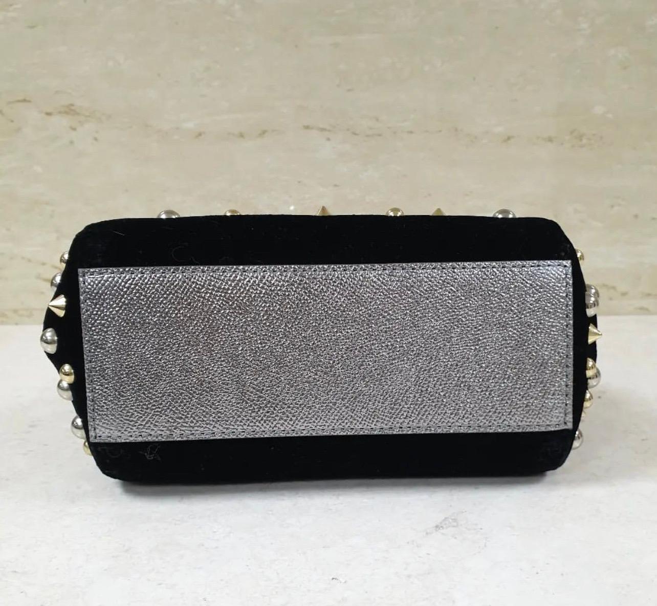 Dolce & Gabbana Black Velvet Crystal Studded Mini Sicily Chain Crossbody Bag 2