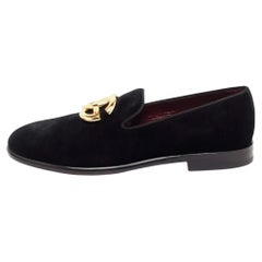 Dolce & Gabbana Black Velvet DG Logo Smoking Slippers Size 41