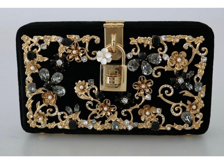 Dolce and Gabbana Metallic Silver Leather Box Clutch at 1stDibs