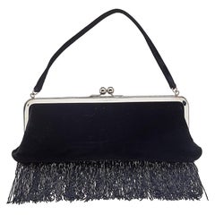 Dolce 
Gabbana Black Velvet Fringe Clutch