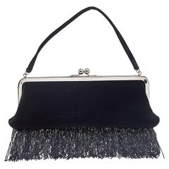 Dolce & Gabbana Black Velvet Fringe Clutch