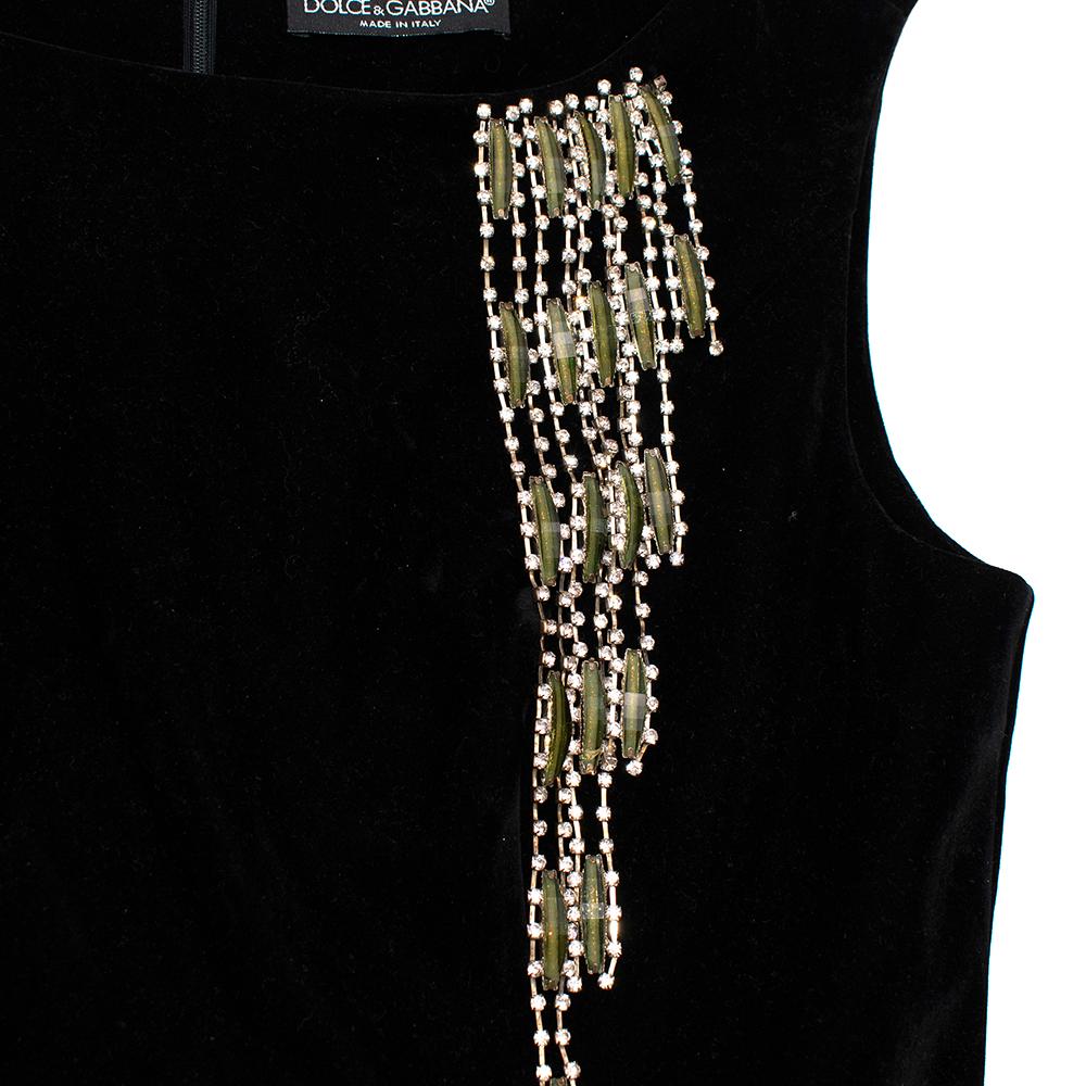 Dolce & Gabbana Bata De Terciopelo Negra Con Adornos De Cristal - Talla Mediana en Excelente estado para la venta en London, GB