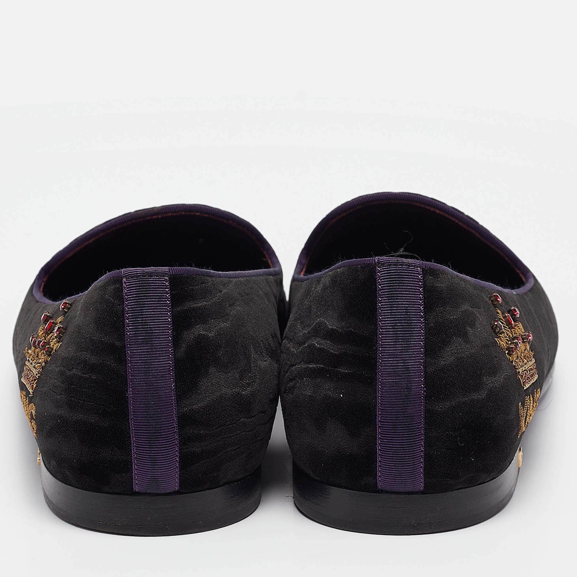 Dolce & Gabbana Terciopelo Negro King Slip On Zapatillas de Fumar Talla 45 en venta 1