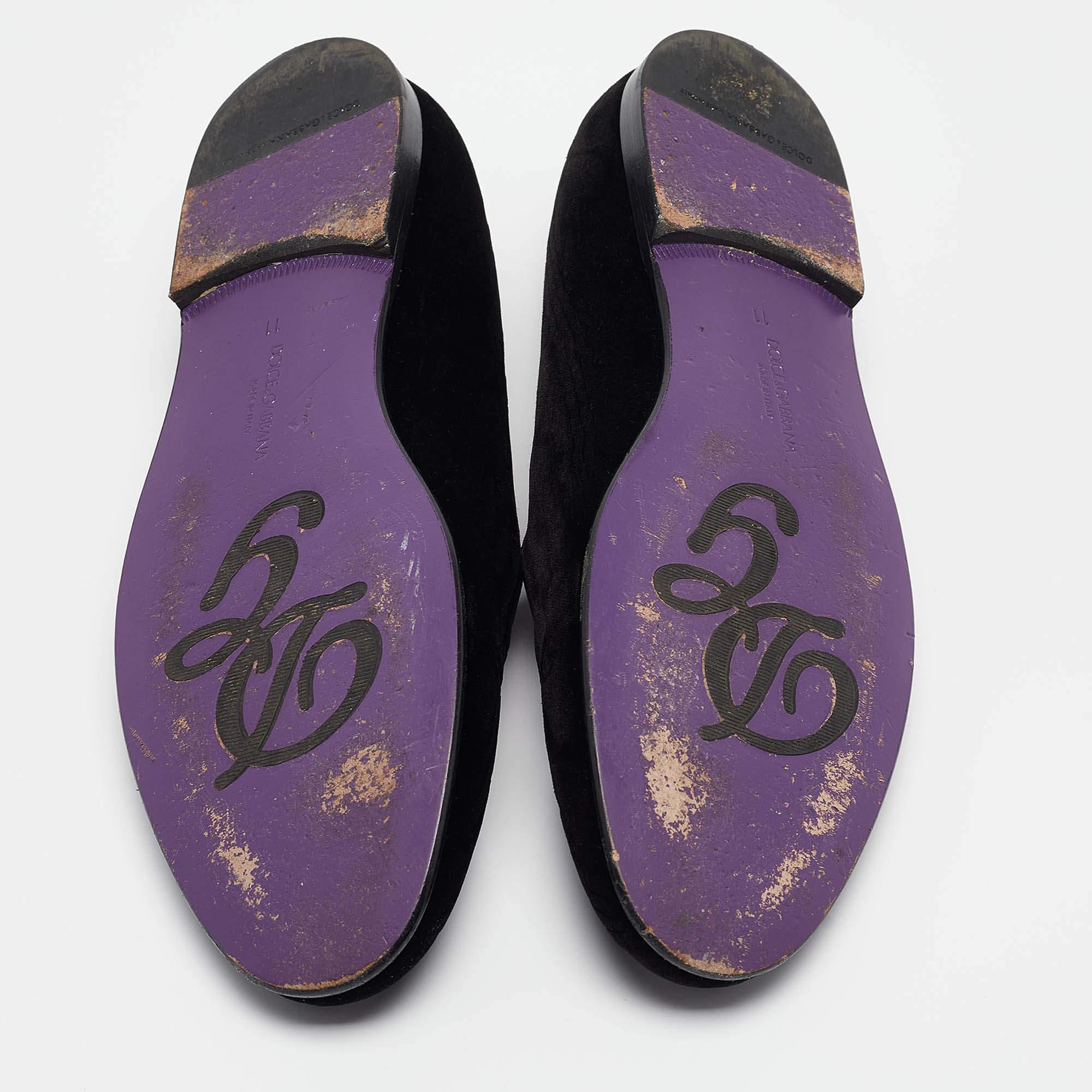 Dolce & Gabbana Terciopelo Negro King Slip On Zapatillas de Fumar Talla 45 en venta 2