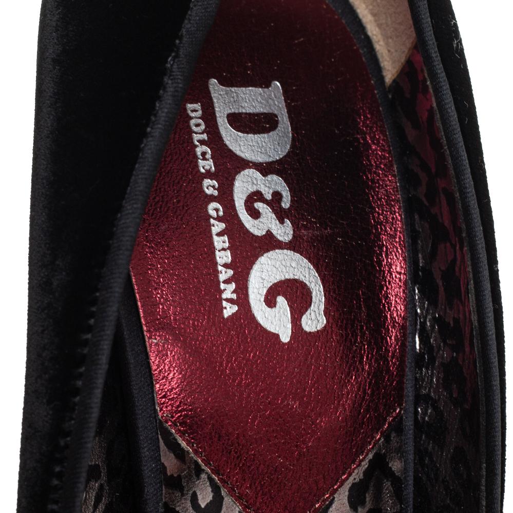Dolce & Gabbana Black Velvet Peep Toe Pumps Size 39.5 3