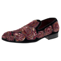 Dolce & Gabbana Schwarz Samt Pailletten verschönert Smoking Slippers Größe 41