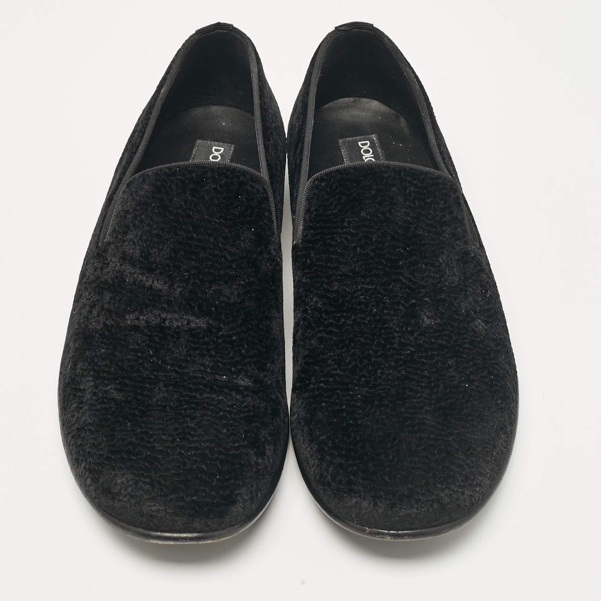 Nero Dolce & Gabbana Pantofole da fumo in velluto nero taglia 41 in vendita