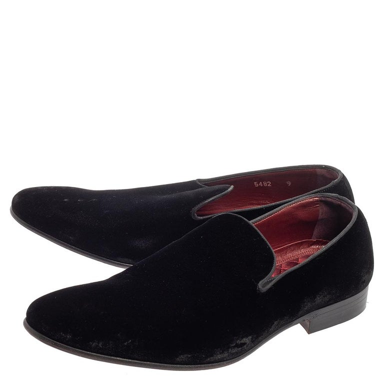 Dolce and Gabbana Black Velvet Smoking Slippers SIze 43 For Sale at 1stDibs