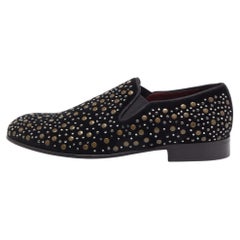 Dolce & Gabbana Black Velvet Studded Loafers Size 41