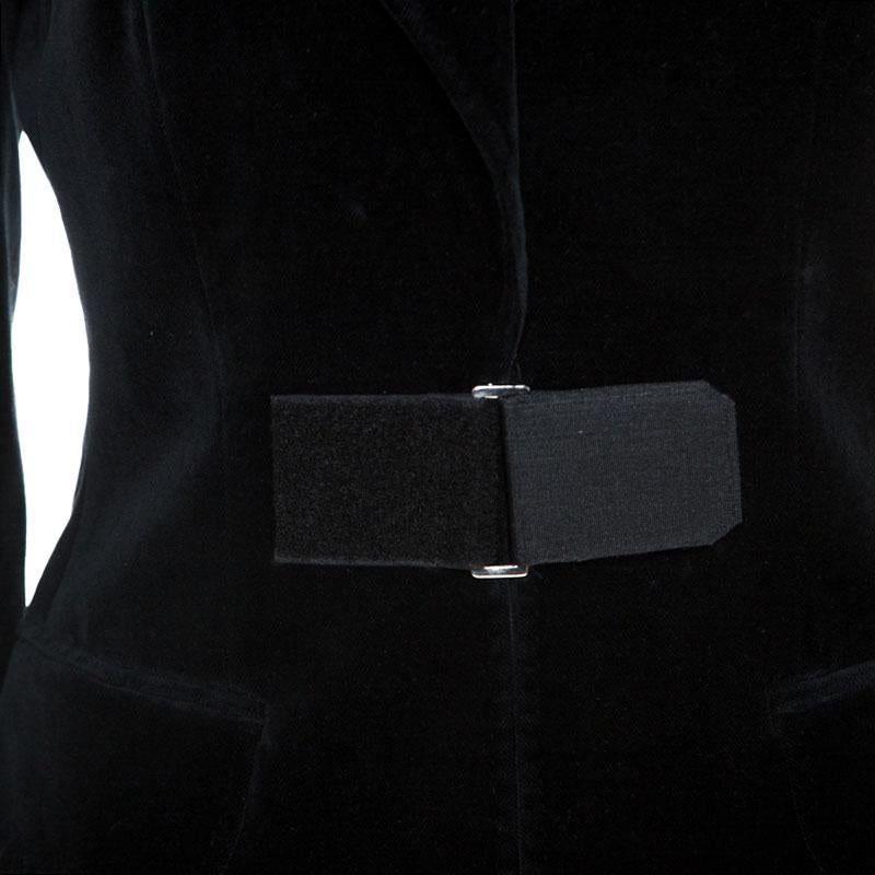 Dolce & Gabbana Black Velvet Velcro Closure Blazer S 1