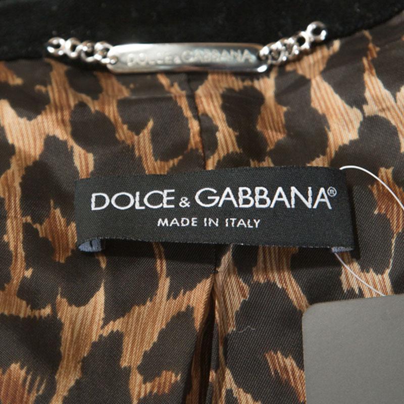 Dolce & Gabbana Black Velvet Velcro Closure Blazer S 2