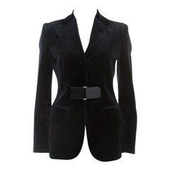 Dolce & Gabbana Black Velvet Velcro Closure Blazer S