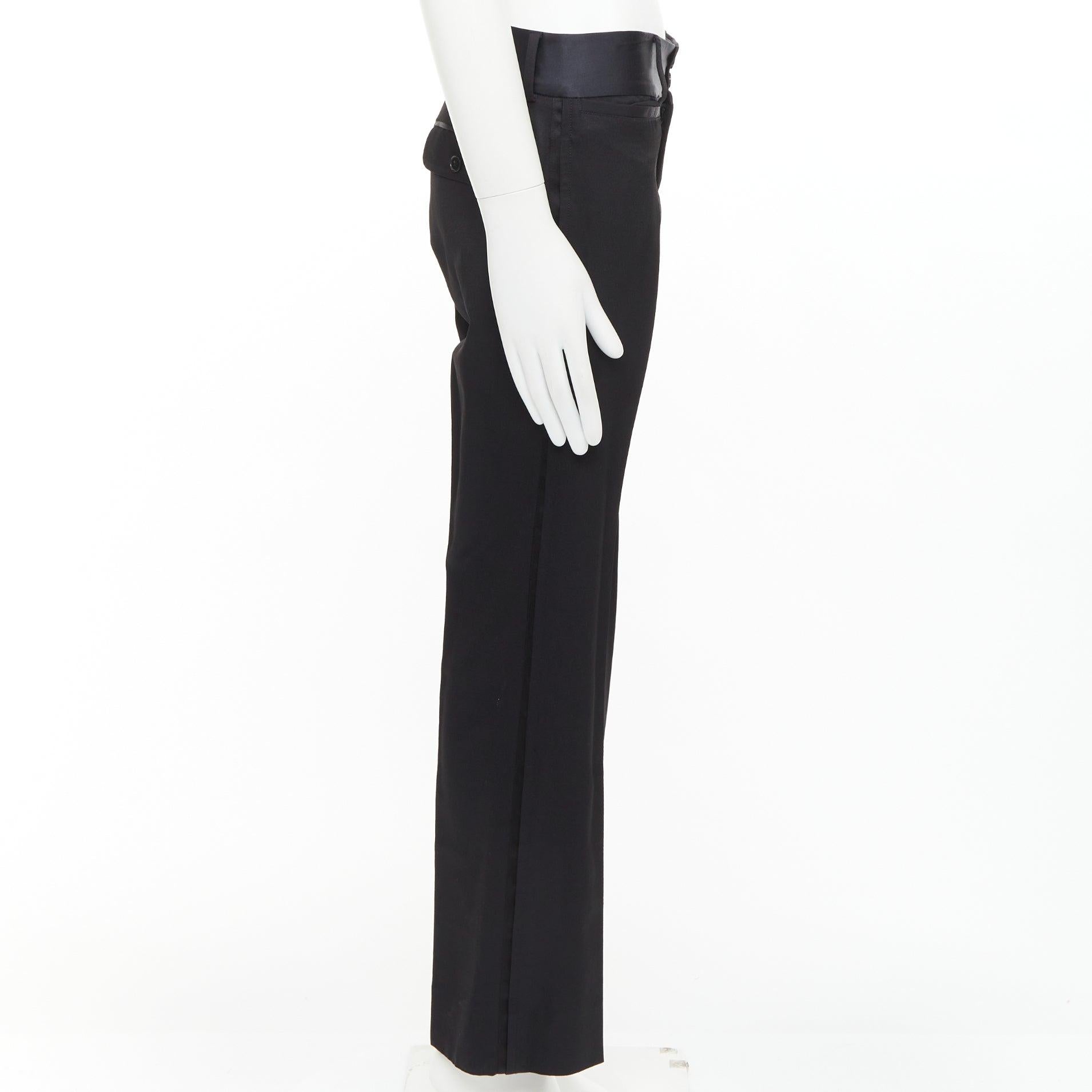 Dolce & Gabbana pantalon de smoking noir en laine vierge mélangée avec taille en satin IT44 XS Bon état - En vente à Hong Kong, NT