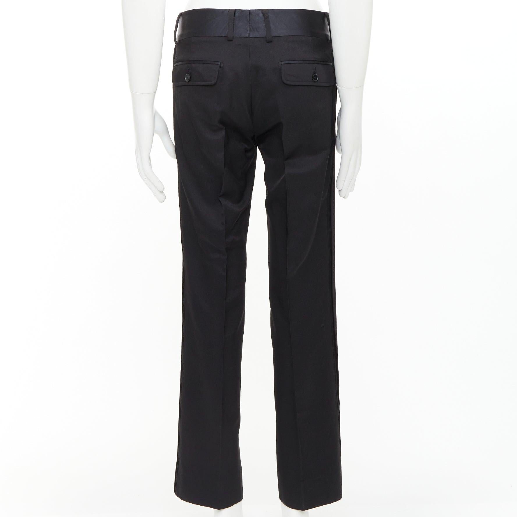 Dolce & Gabbana pantalon de smoking noir en laine vierge mélangée avec taille en satin IT44 XS Pour hommes en vente