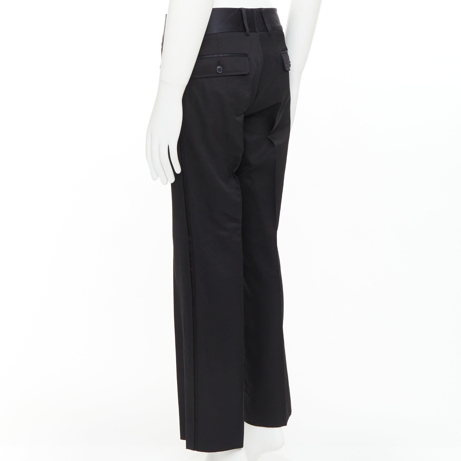 Dolce & Gabbana pantalon de smoking noir en laine vierge mélangée avec taille en satin IT44 XS en vente 1