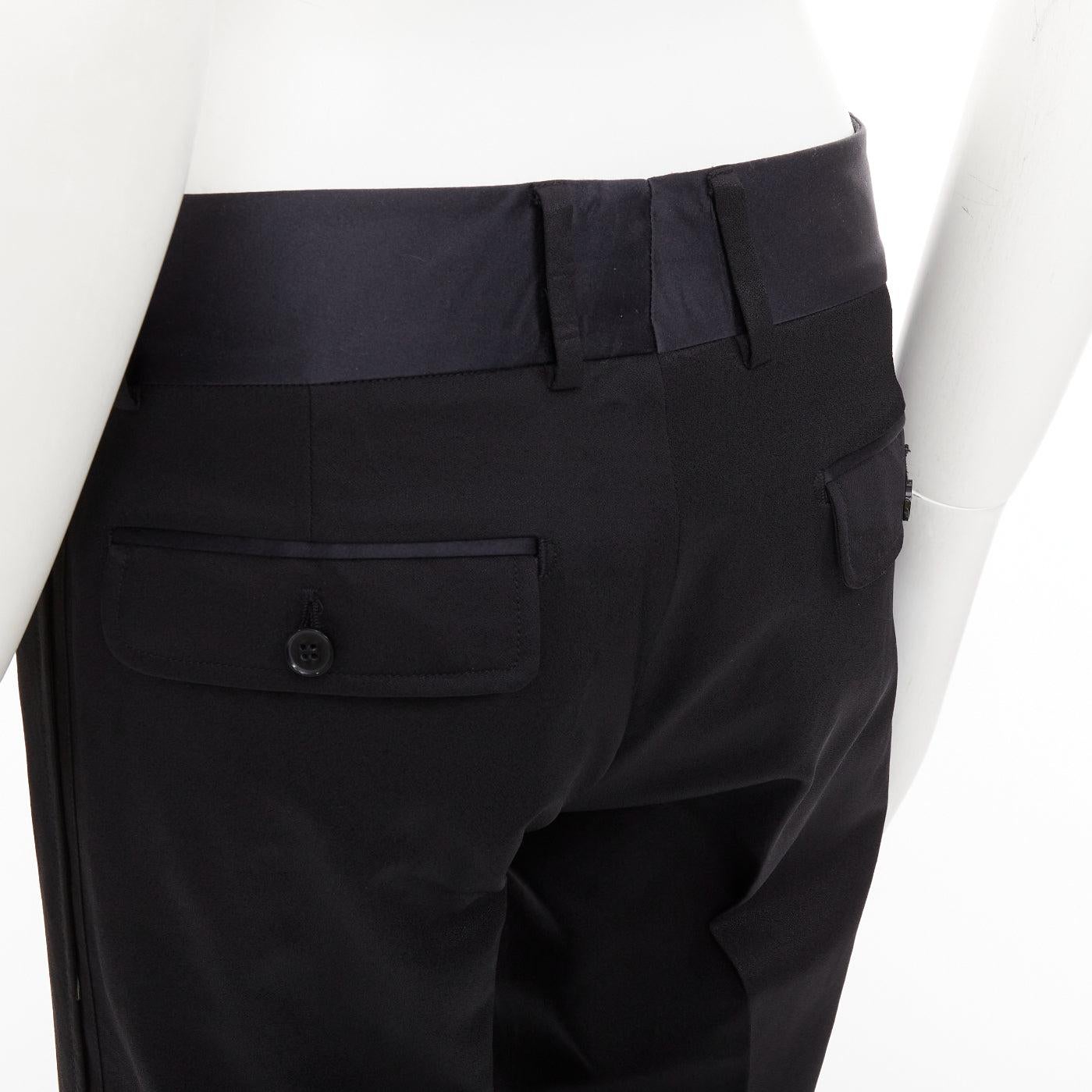 Dolce & Gabbana pantalon de smoking noir en laine vierge mélangée avec taille en satin IT44 XS en vente 2