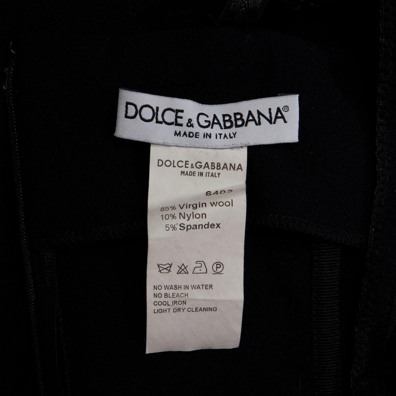 DOLCE GABBANA black virgin wool boned corset bustier midi cocktail dress IT38 XS 4