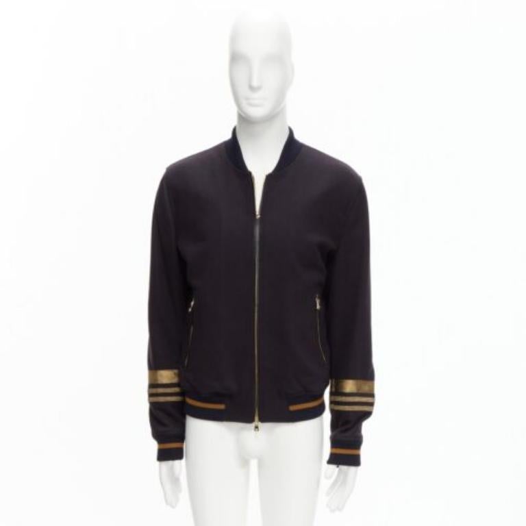 DOLCE GABBANA Veste bombardier à poignets en laine vierge noire avec garnitures militaires dorées IT50 L en vente 5