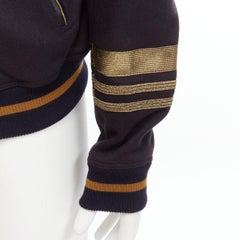 DOLCE GABBANA black virgin wool gold military trim cuffed bomber jacket IT50 L