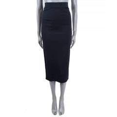 DOLCE & GABBANA black viscose 2022 LOGO WAISTBAND PENCIL MIDI Skirt 40 S