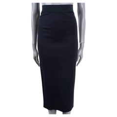 DOLCE & Gabbana noir viscose 2022 LOGO WAISTBAND PENCIL MIDI Jupe 40 S