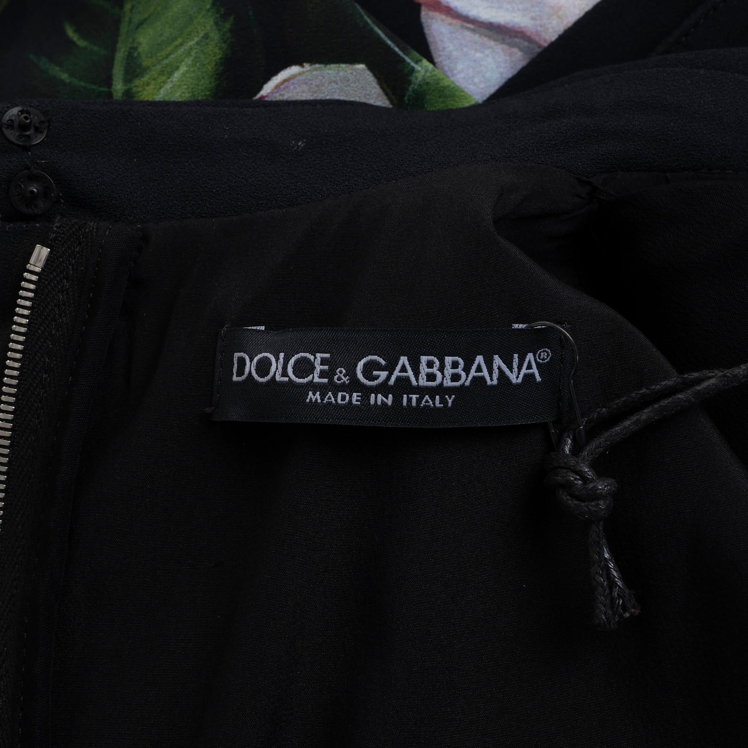 DOLCE & GABBANA schwarz Viskose 2025 FLORAL CADY SHIRT Kleid 44 L im Angebot 1