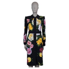 DOLCE & GABBANA black viscose 2025 FLORAL CADY SHIRT Dress 44 L
