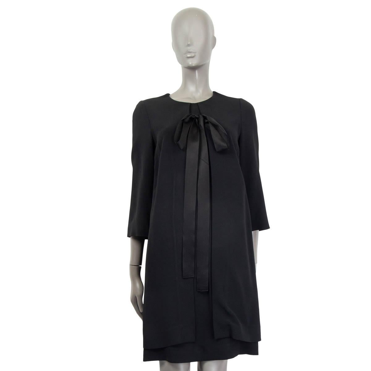 Black DOLCE & GABBANA black viscose BOW HALF SLEEVE Dress 42 M For Sale