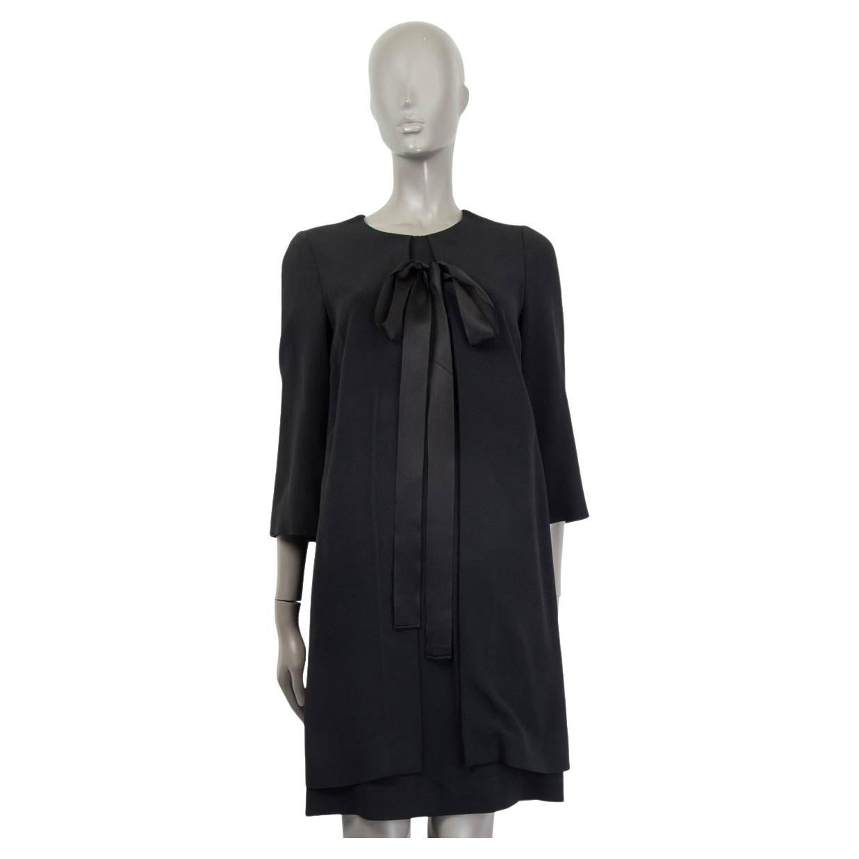 DOLCE & GABBANA black viscose BOW HALF SLEEVE Dress 42 M For Sale