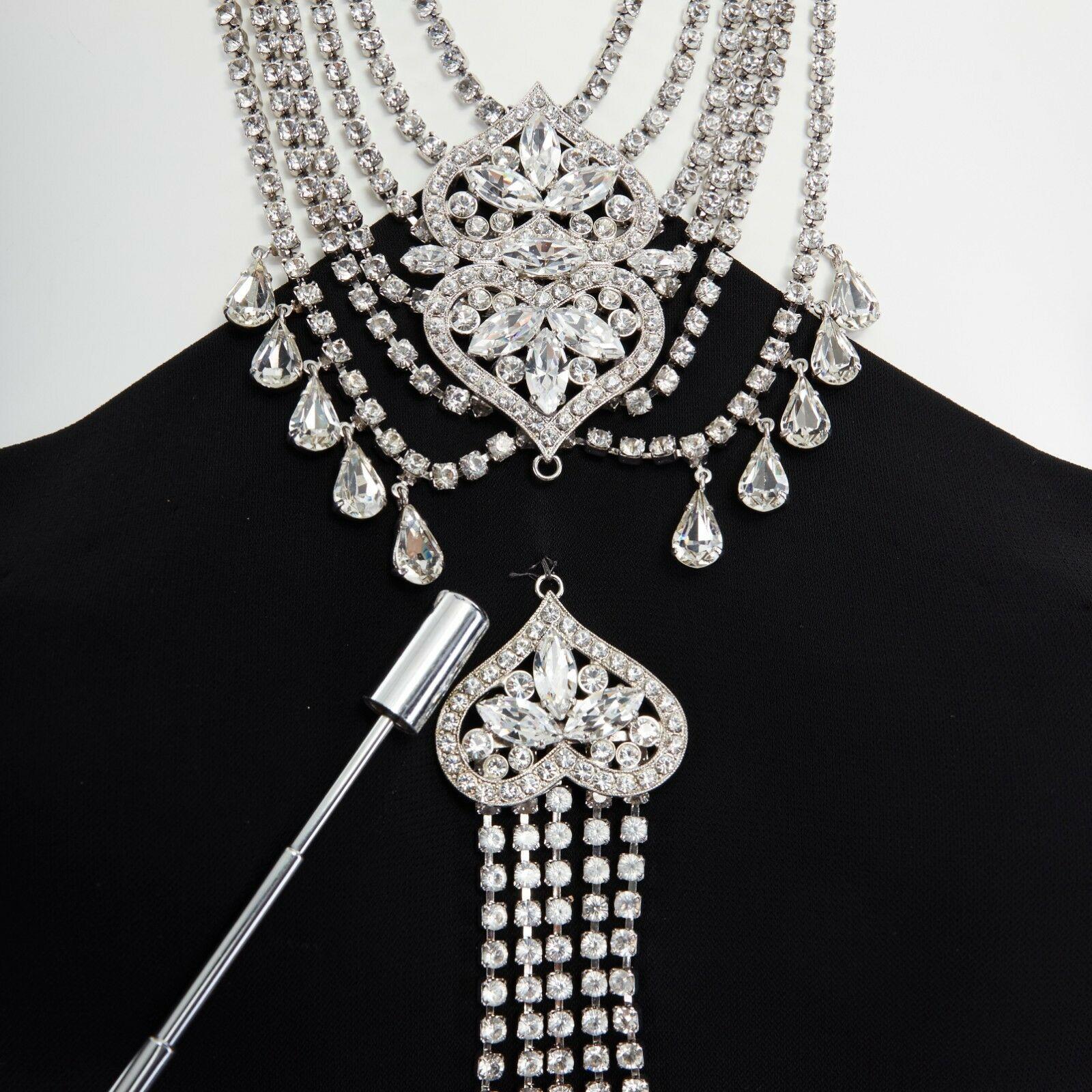 DOLCE GABBANA black viscose chandelier crystal necklace cami maxi dress IT42 M 3