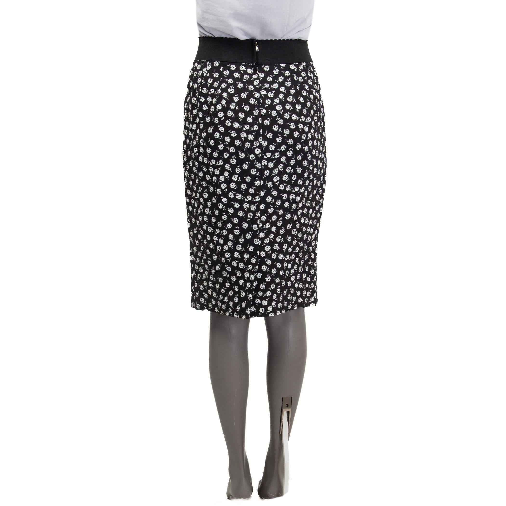 DOLCE & GABBANA Jupe crayon florale en viscose noire S Pour femmes en vente