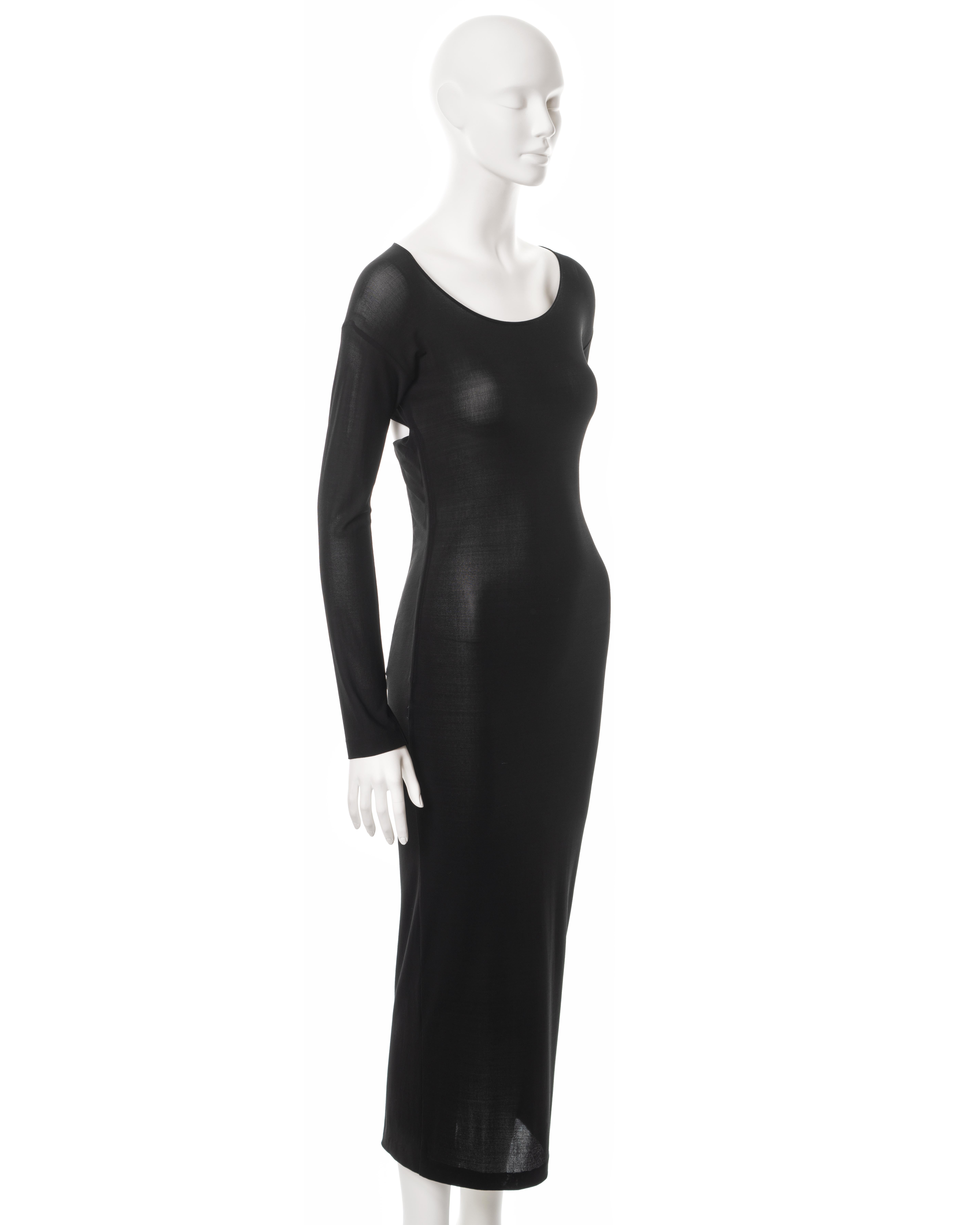Dolce & Gabbana black viscose-lycra long sleeve corseted dress, ss 1999 For Sale 8