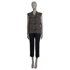 DOLCE & GABBANA black viscose POLKA DOT Sleeveless Blouse Shirt 44 L