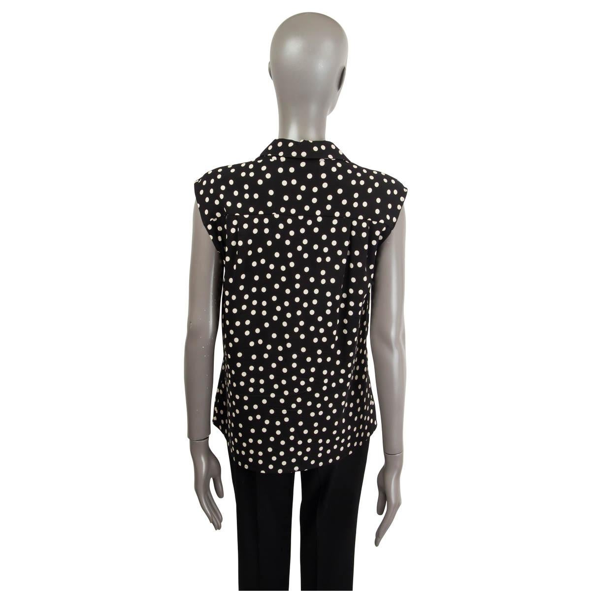 Black DOLCE & GABBANA black viscose POLKA DOT Sleeveless Blouse Shirt 44 L For Sale