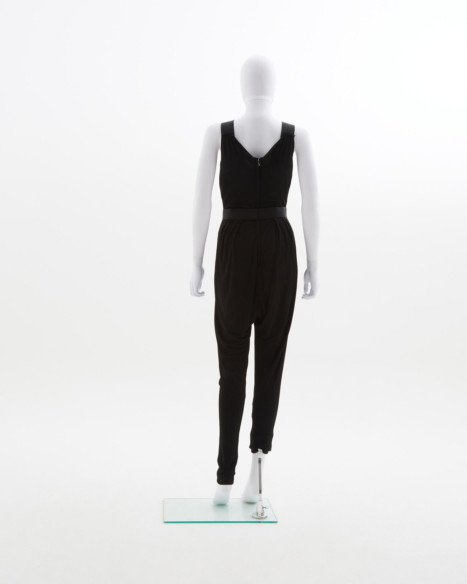 Black Dolce & Gabbana black viscose ruched harem jumpsuit, ss 1991 For Sale