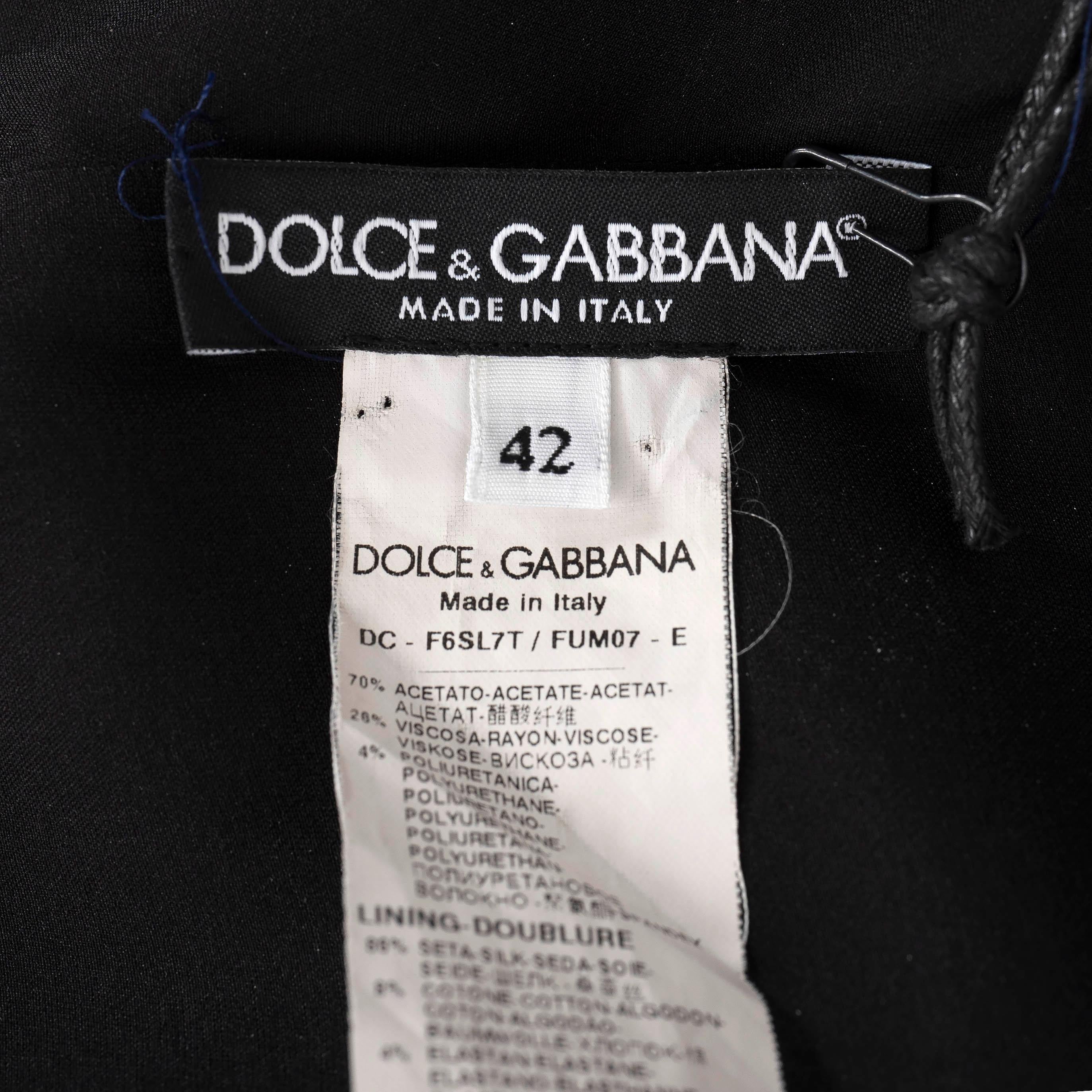 DOLCE & GABBANA black viscose SLEEVELESS EVENING GOWN Dress XS For Sale 1