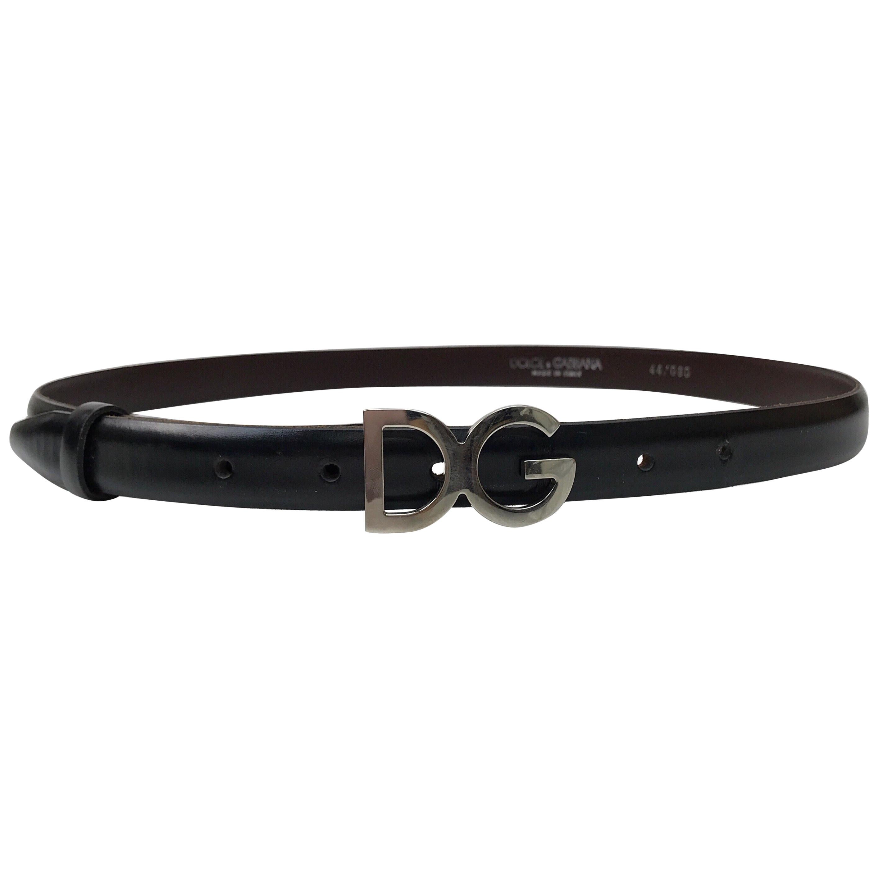 Mens Accessories Belts Dolce & Gabbana Brown Patterned Silver Buckle Leather Belt for Men 