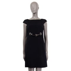 DOLCE & GABBANA black WAIST BELT Cap Sleeve Shift Dress 42 M