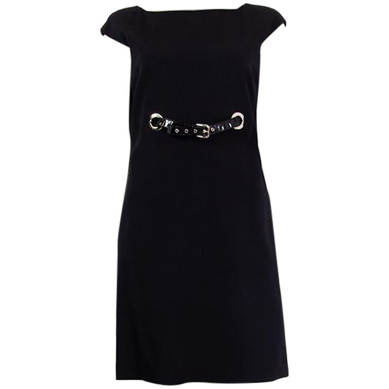 DOLCE & GABBANA black WAIST BELT Cap Sleeve Shift Dress 42 M For Sale