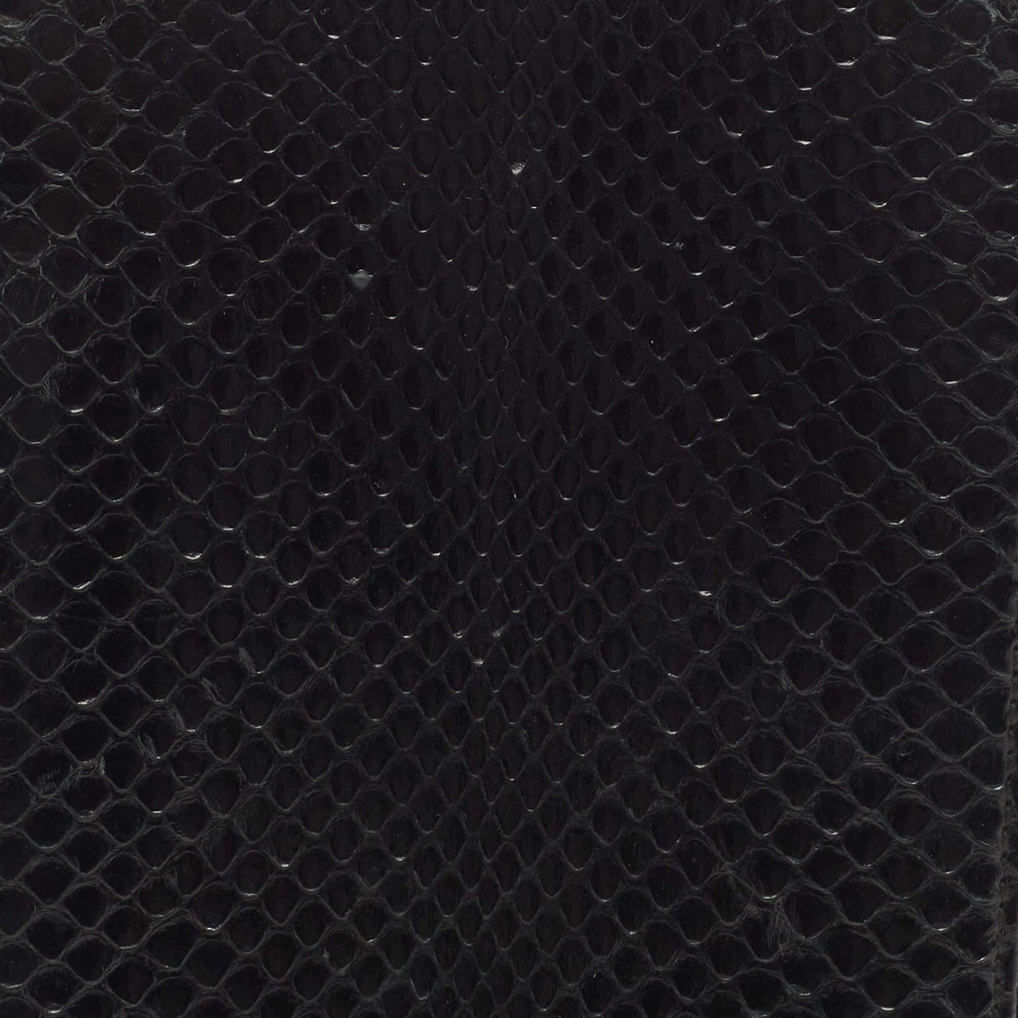 Dolce & Gabbana Black Watersnake Leather Zip Around Organizer For Sale 1