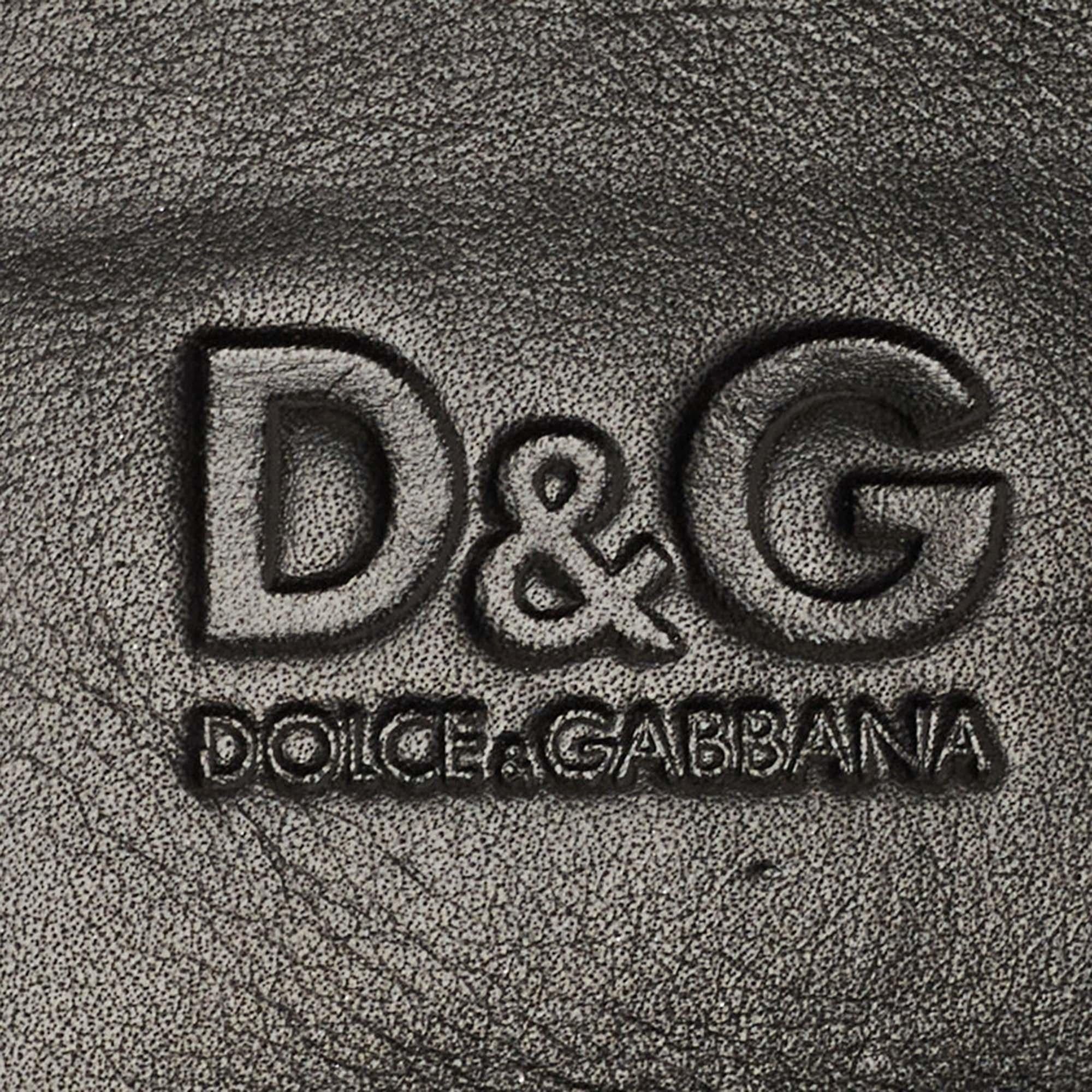 Dolce & Gabbana Black Watersnake Leather Zip Around Organizer For Sale 4