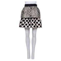 Dolce & Gabbana Black & White Animal Print Silk Pencil Skirt IT 40
