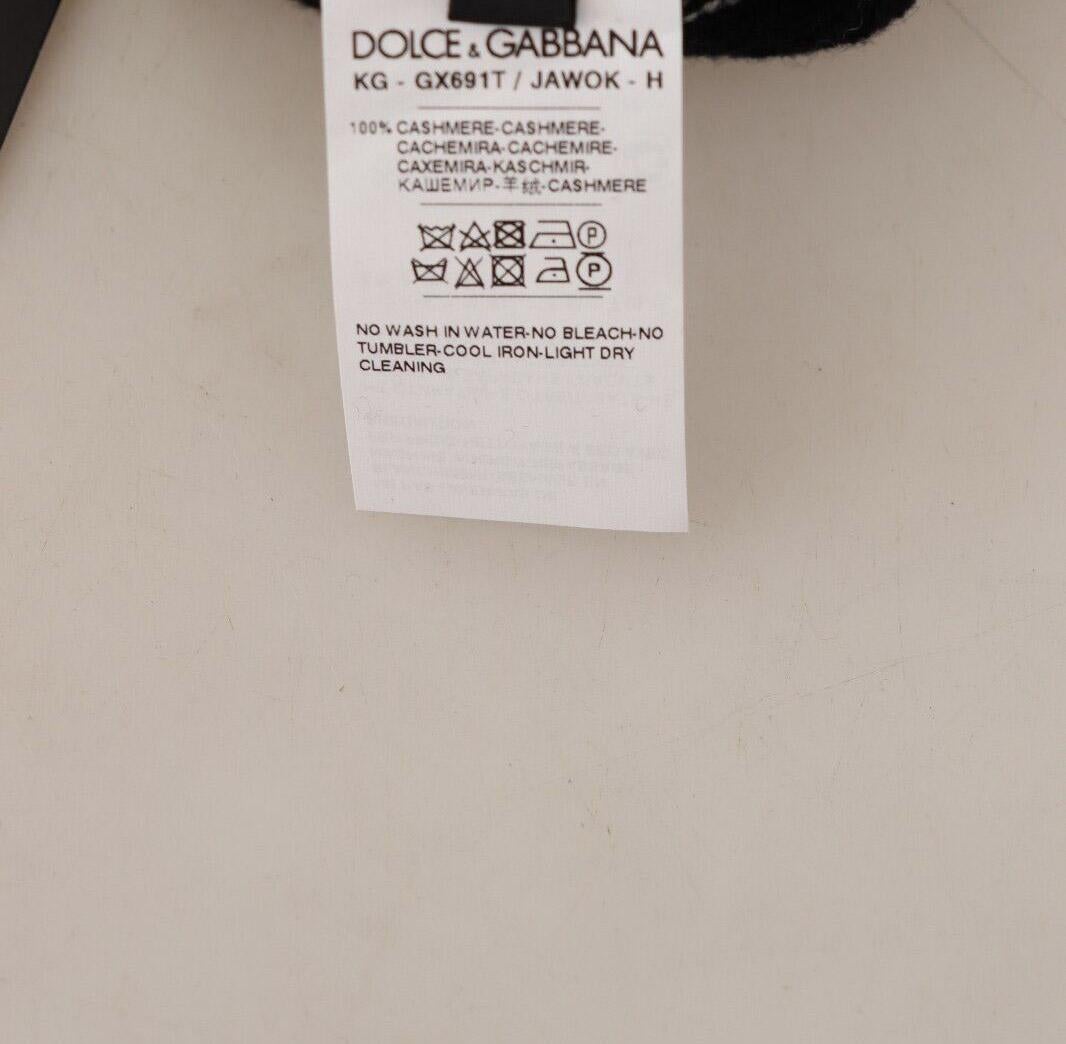 Dolce & Gabbana Black White Cashmere Crown Warm Soft Autumn Winter Gloves DG  For Sale 2