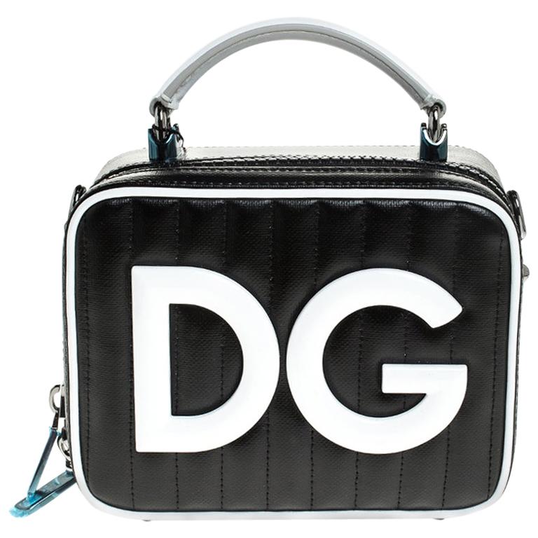 Dolce & Gabbana Black/White Coated Canvas DG Girls Crossbody Bag