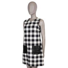 DOLCE & GABBANA black & white cotton 2015 GINGHAM LEATHER POCKET Dress S